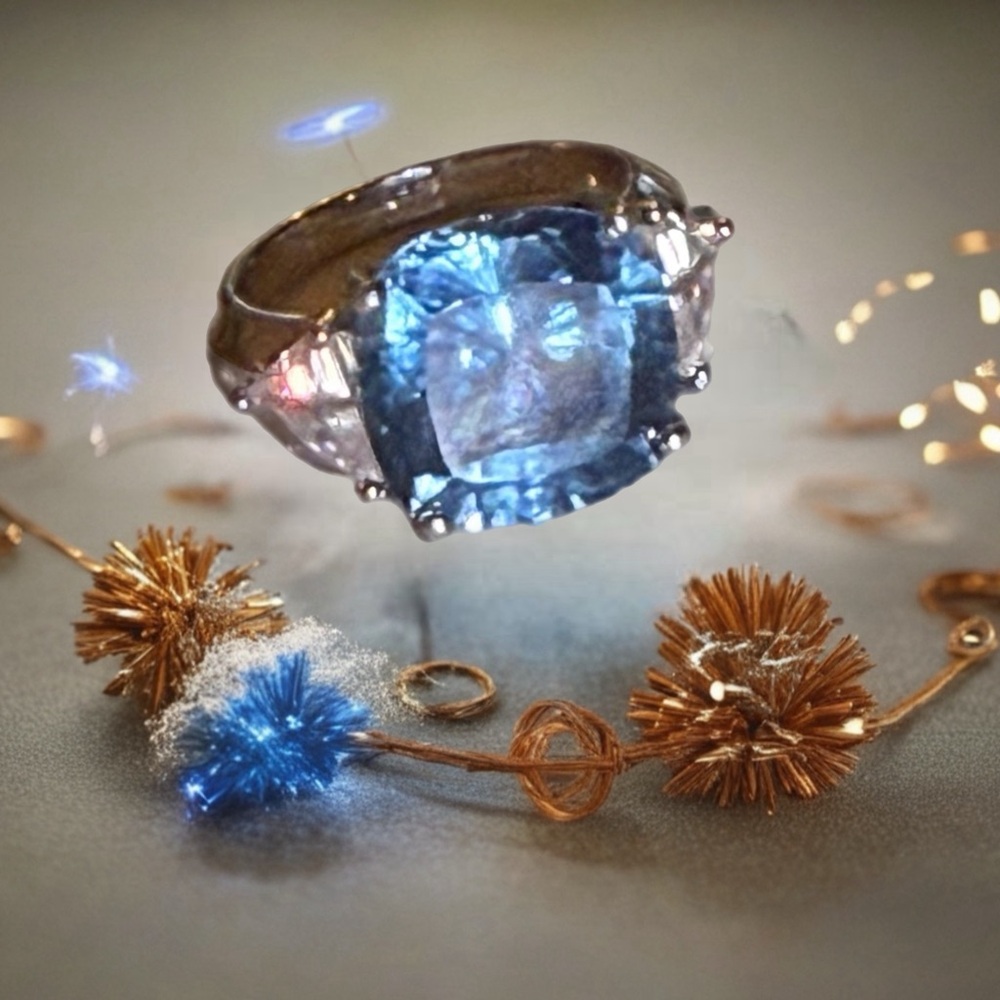 HP 🎉 Blue topaz ring size 5 - Picture 5 of 16